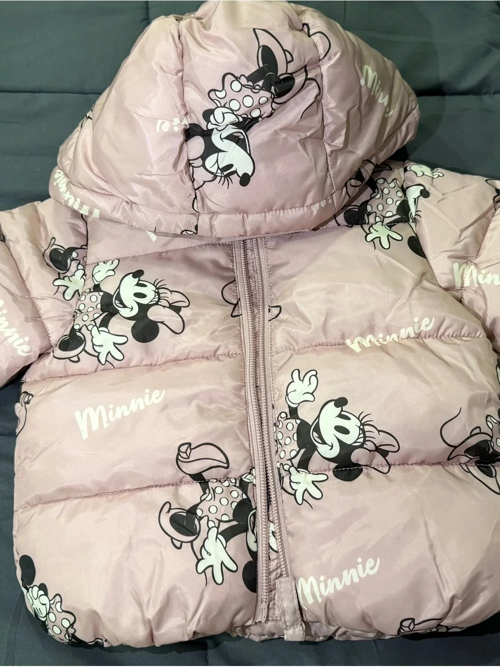 H&M Pink Minnie Mouse Puffer Jacket with Hood